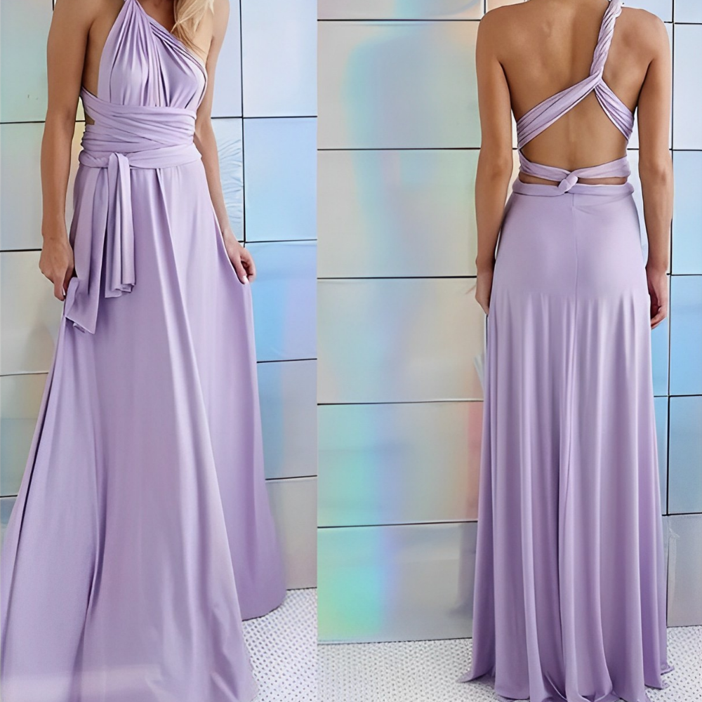 Vestido largo mujer cruzado escote halter maxi