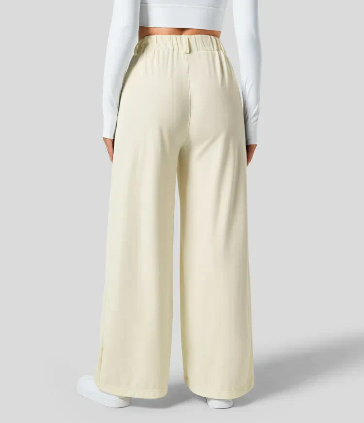 Pantalón Mujer de Talle Alto y Pierna Ancha Elegante