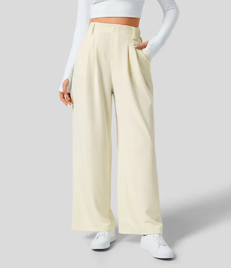Pantalón Mujer de Talle Alto y Pierna Ancha Elegante