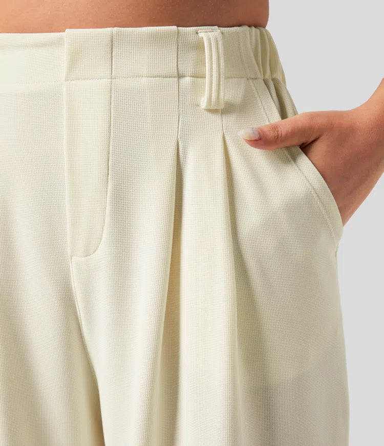Pantalón Mujer de Talle Alto y Pierna Ancha Elegante