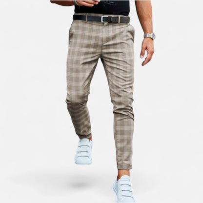 Pantalones Chinos Hombre Slim Fit Cuadro Clásico Stretch