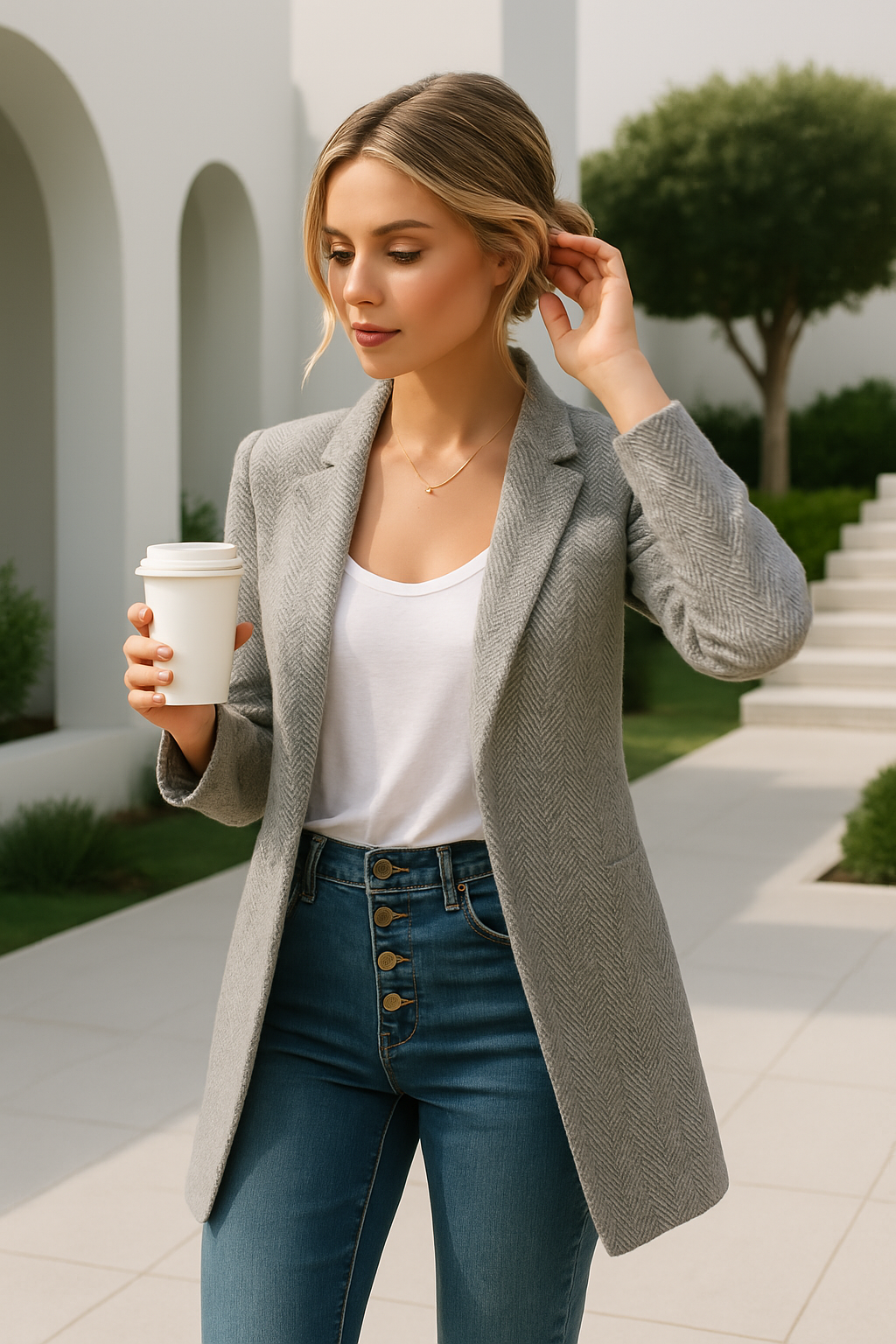 Blazer Mujer Ligera de Poliéster Diseño Abierto