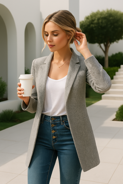 Blazer Mujer Ligera de Poliéster Diseño Abierto