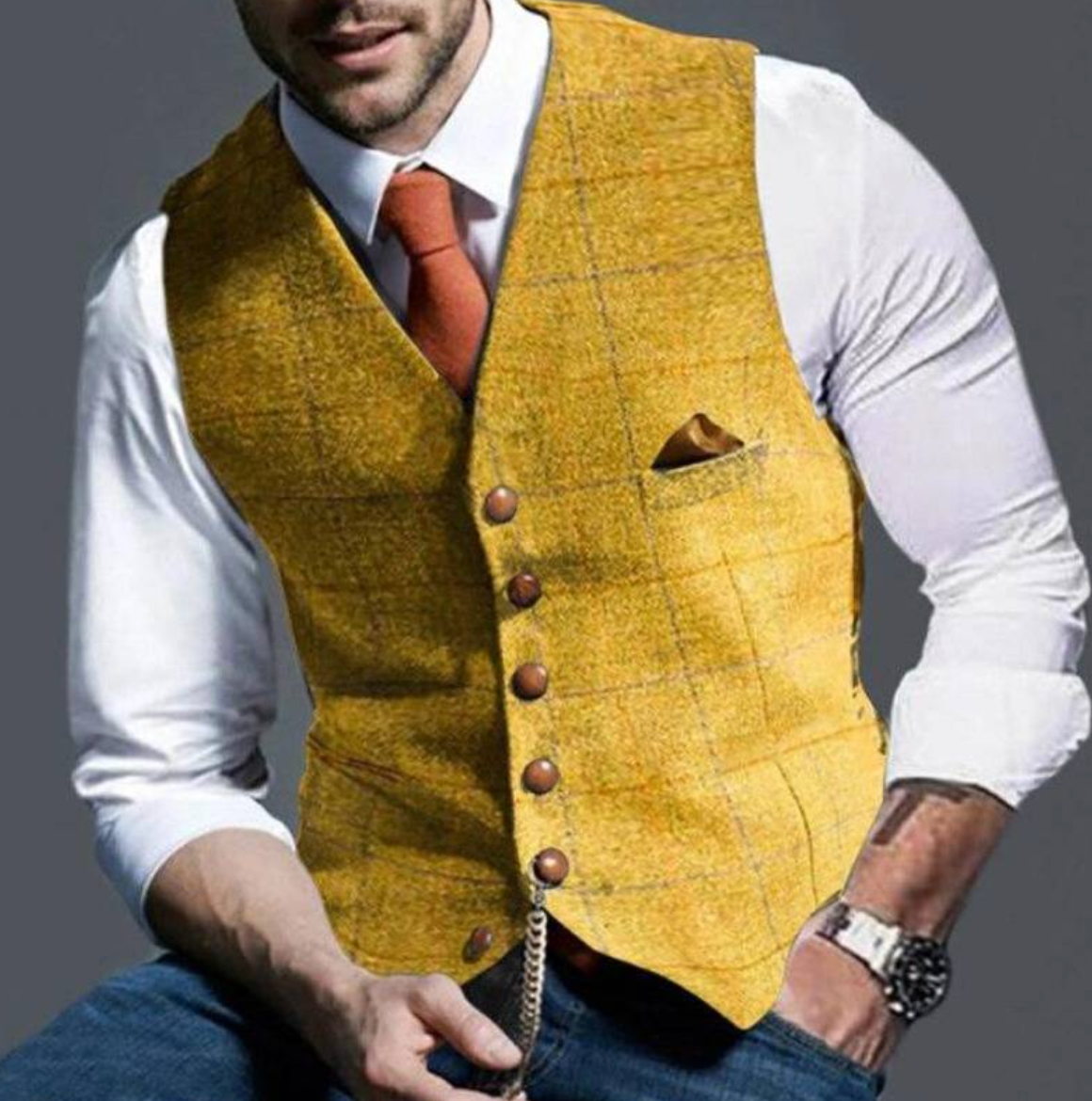 Chaleco Hombre con Botonadura Ajuste Clasico