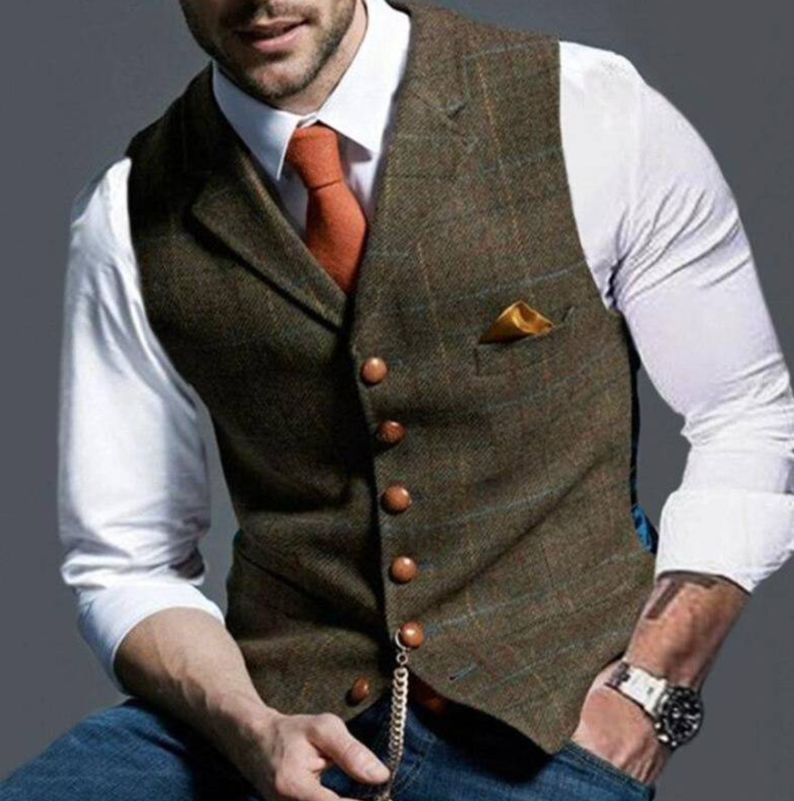 Chaleco Hombre con Botonadura Ajuste Clasico