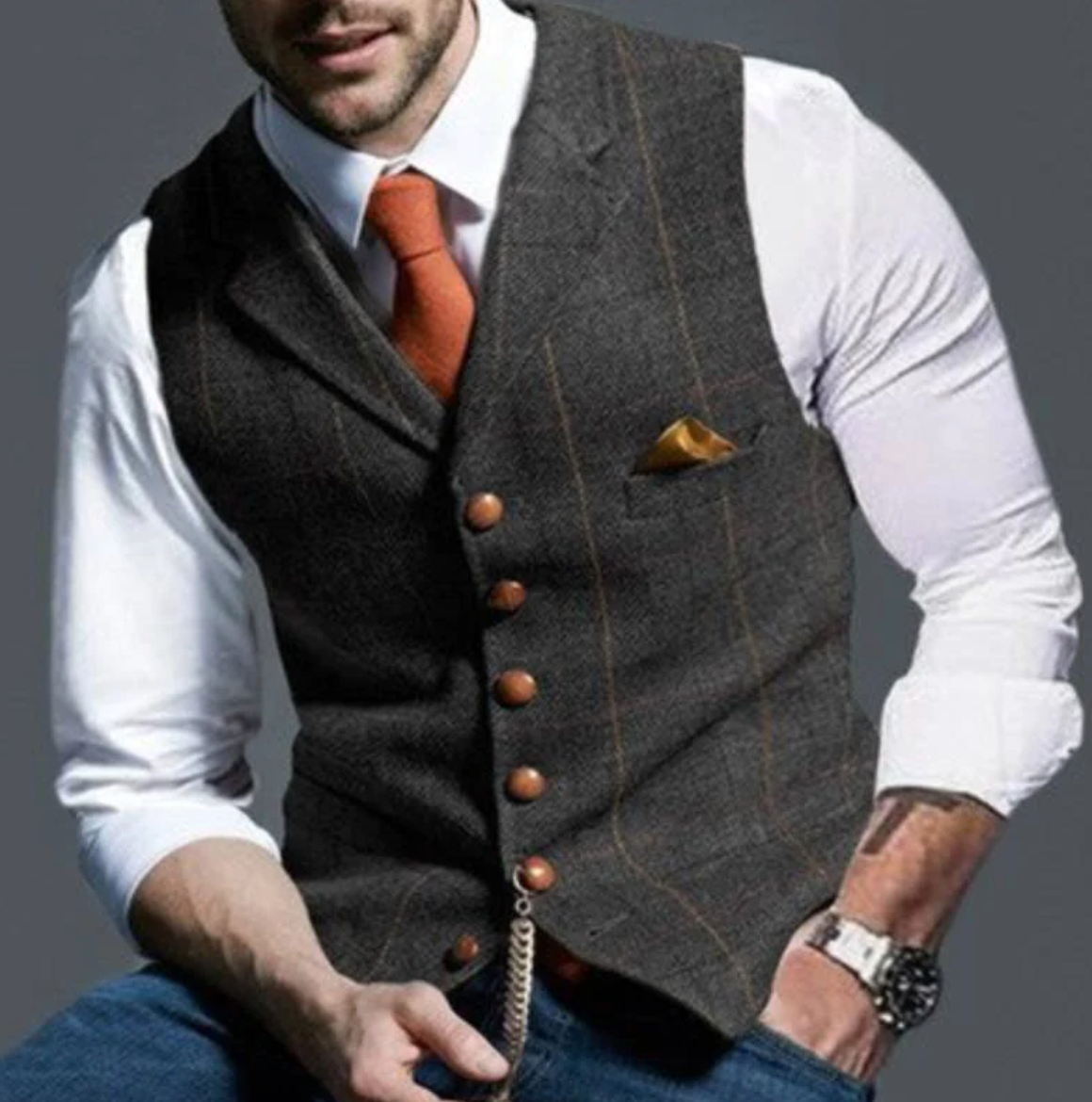 Chaleco Hombre con Botonadura Ajuste Clasico