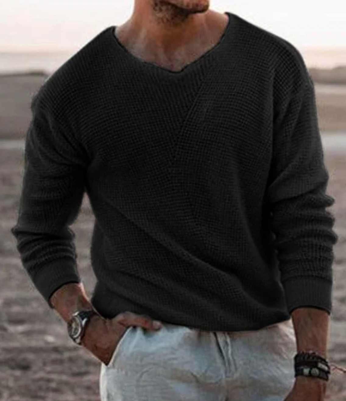 Jersey Hombre de Punto Suave Ajuste Elegante