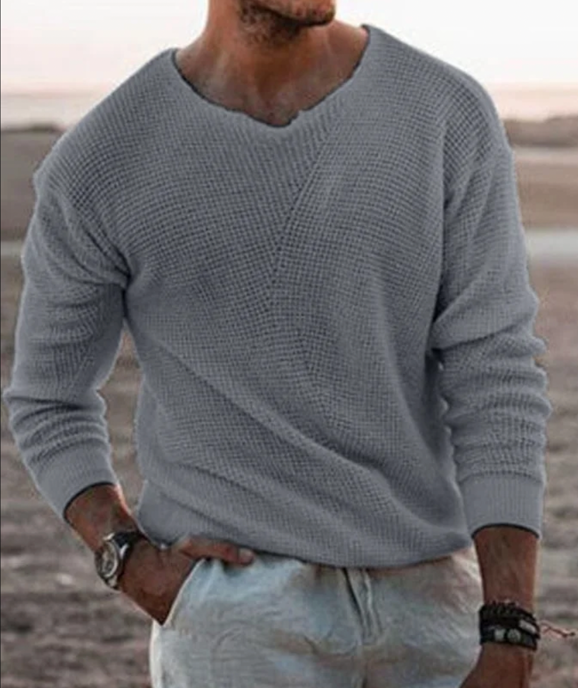 Jersey Hombre de Punto Suave Ajuste Elegante