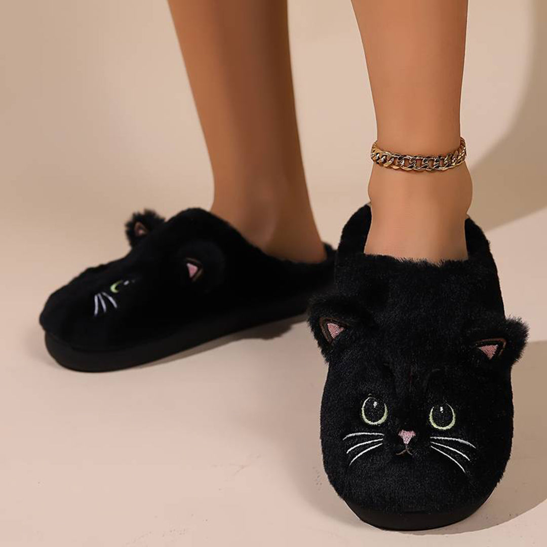 Zapatillas de casa Mujer diseño gato cálidas y cómodas