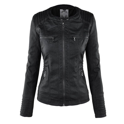 Chaqueta motera mujer ajustada con capucha