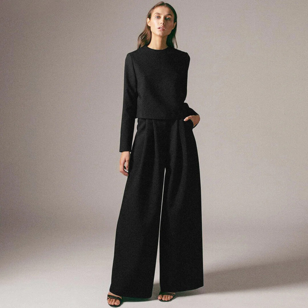 Conjunto Mujer de Dos Piezas Bordado y Pantalón Palazzo