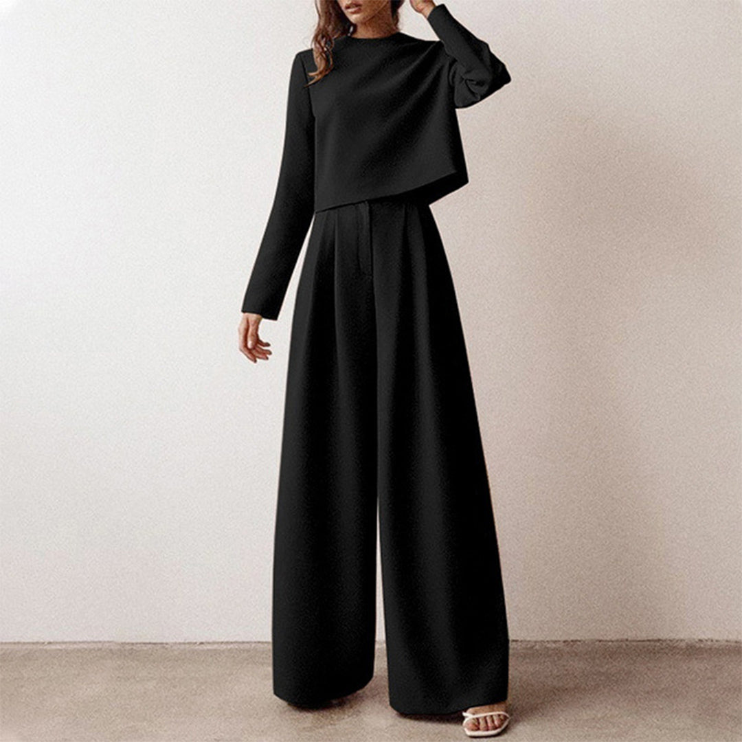 Conjunto Mujer de Dos Piezas Bordado y Pantalón Palazzo