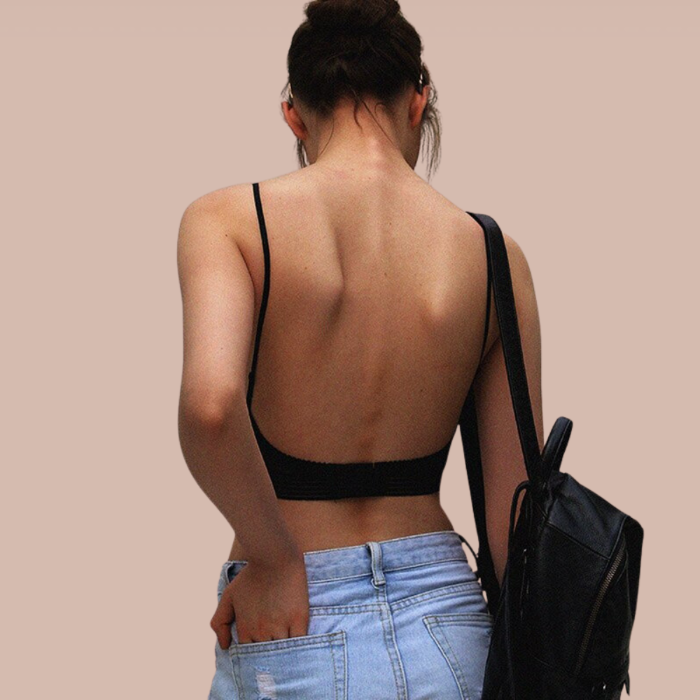 Sujetador Mujer de Encaje Push Up Espalda Descubierta Invisible
