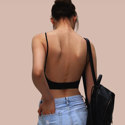 Sujetador Mujer de Encaje Push Up Espalda Descubierta Invisible