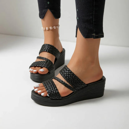 Sandalias Mujer con Cuña y Diseño Trenzado