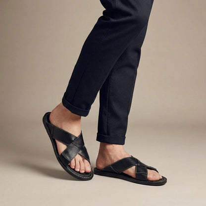 Sandalias Hombre con Correas Cruzadas Suela Plana Casual
