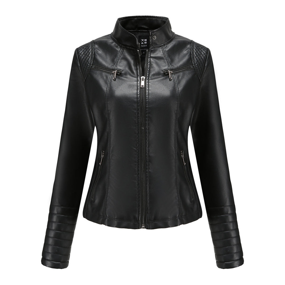 Chaqueta Mujer de Cuero con Mangas Acanaladas Ajuste Elegante - Mavetta