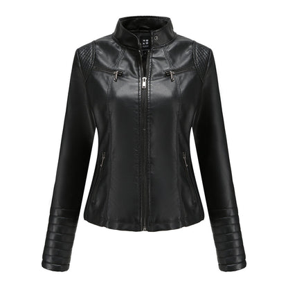 Chaqueta Mujer de Cuero con Mangas Acanaladas Ajuste Elegante - Mavetta