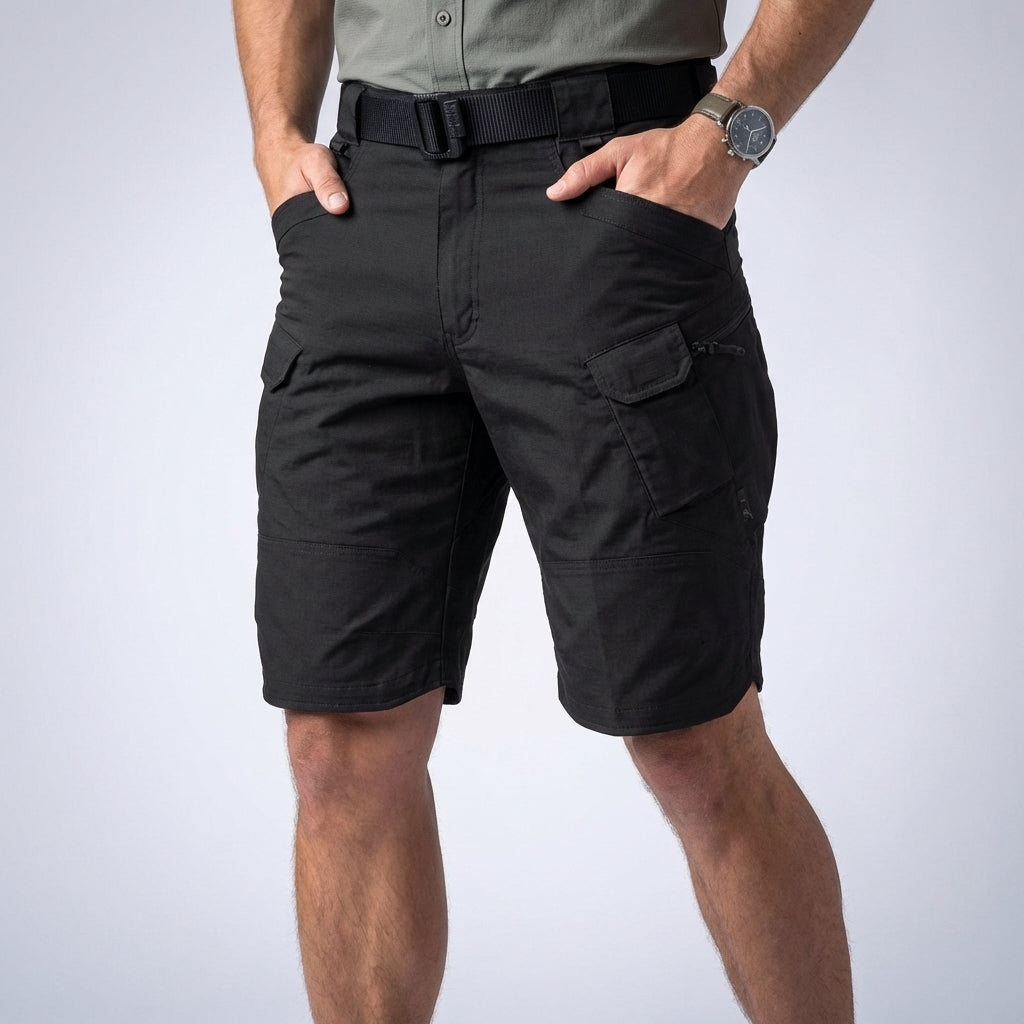 Pantalones Cortos Hombre Cargo Algodón Cintura Elástica Corte Relajado
