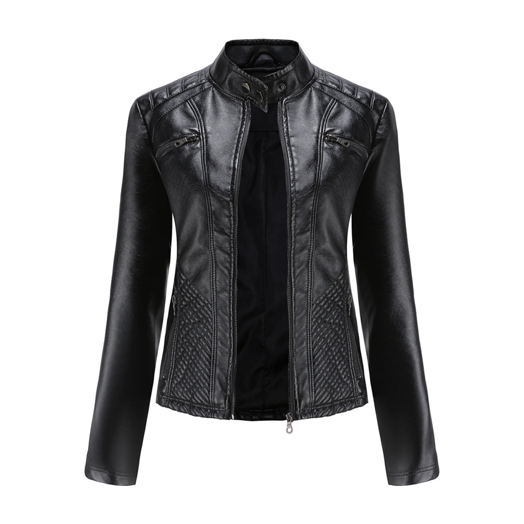 Chaqueta Biker Mujer de Cuero con Cremallera Clásica - Mavetta