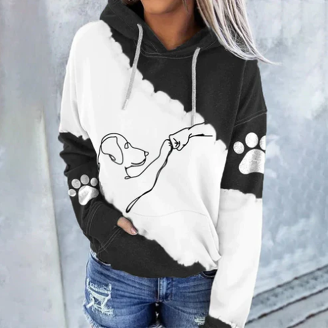Sudadera mujer con capucha estampado perro estilo casual - Mavetta