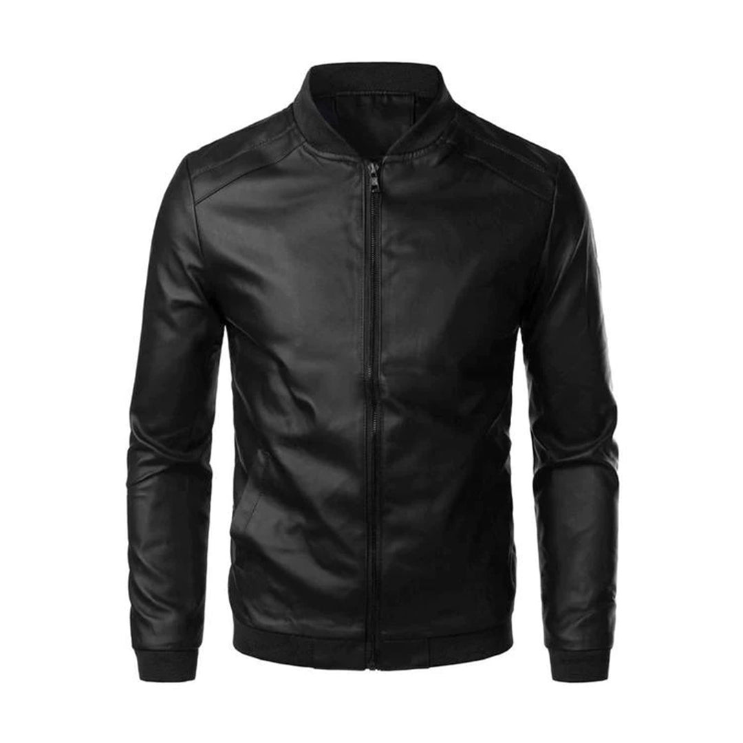 Chaqueta Bomber Hombre de Cuero Resistente Ajuste Clasico