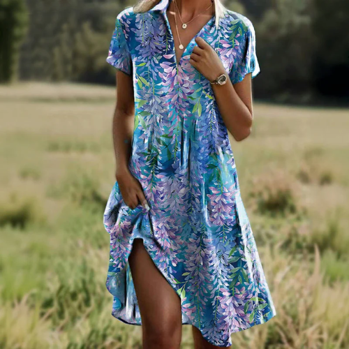 Vestido Mujer Estampado Tela Ligera Escote en V - Mavetta