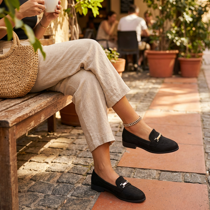 Mocasines Mujer de Piel con Hebilla Clásica