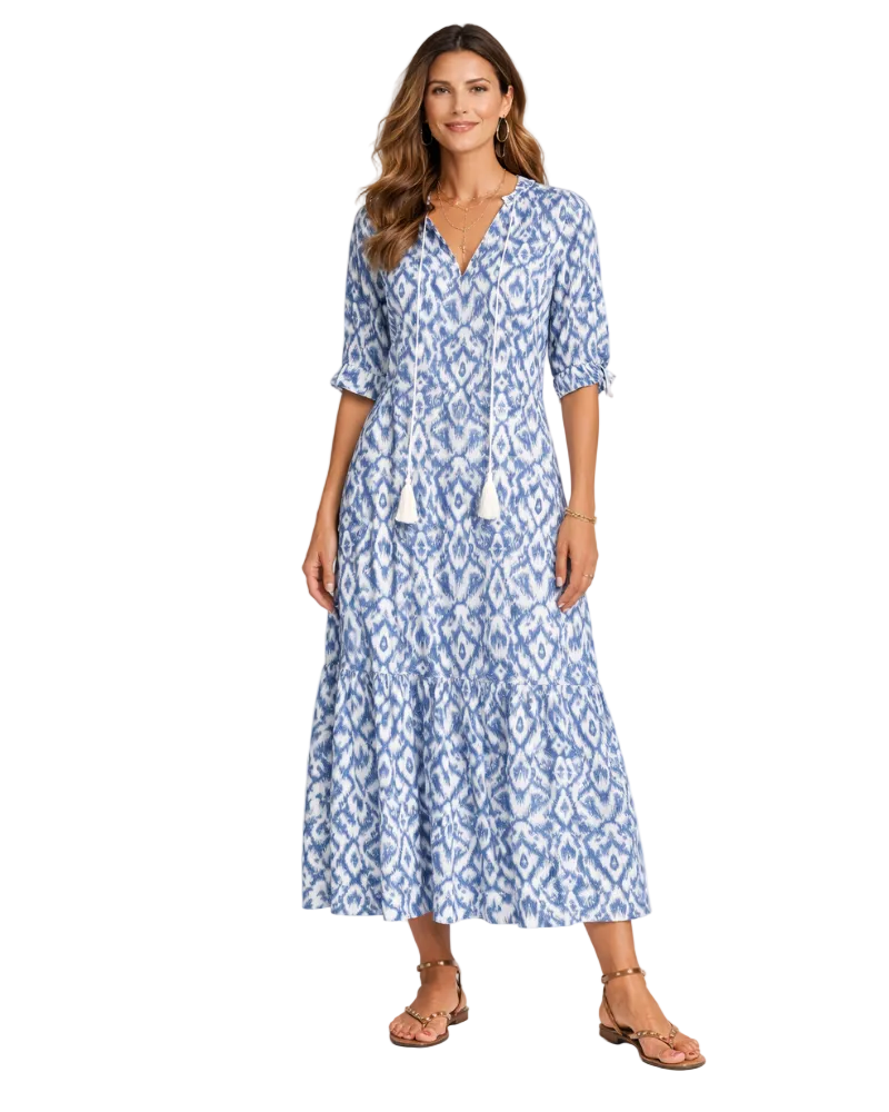 Vestido Largo Mujer Estampado Étnico Estilo Boho - Mavetta