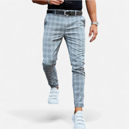 Pantalones Chinos Hombre Slim Fit Cuadro Clásico Stretch