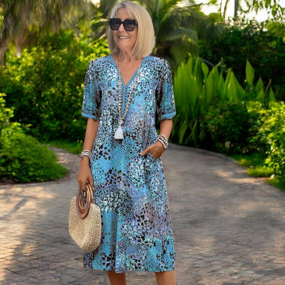 Vestido corto mujer escote en V corte en A