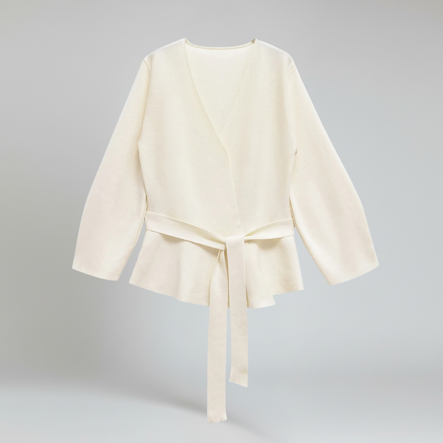 Blazer Mujer de Punto con Cinturón Almohadillas Cuello en V