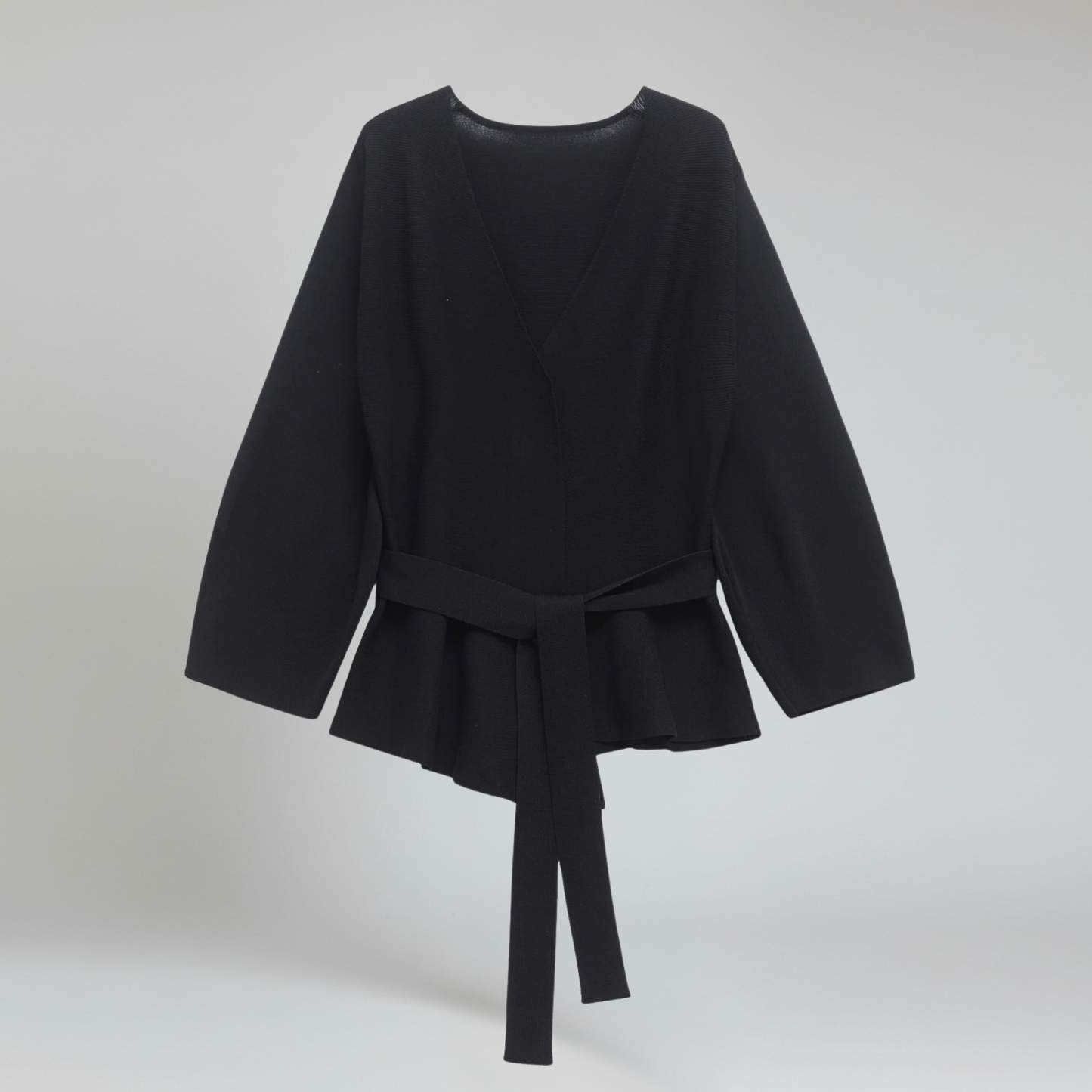Blazer Mujer de Punto con Cinturón Almohadillas Cuello en V