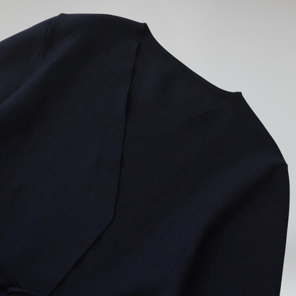 Blazer Mujer de Punto con Cinturón Almohadillas Cuello en V