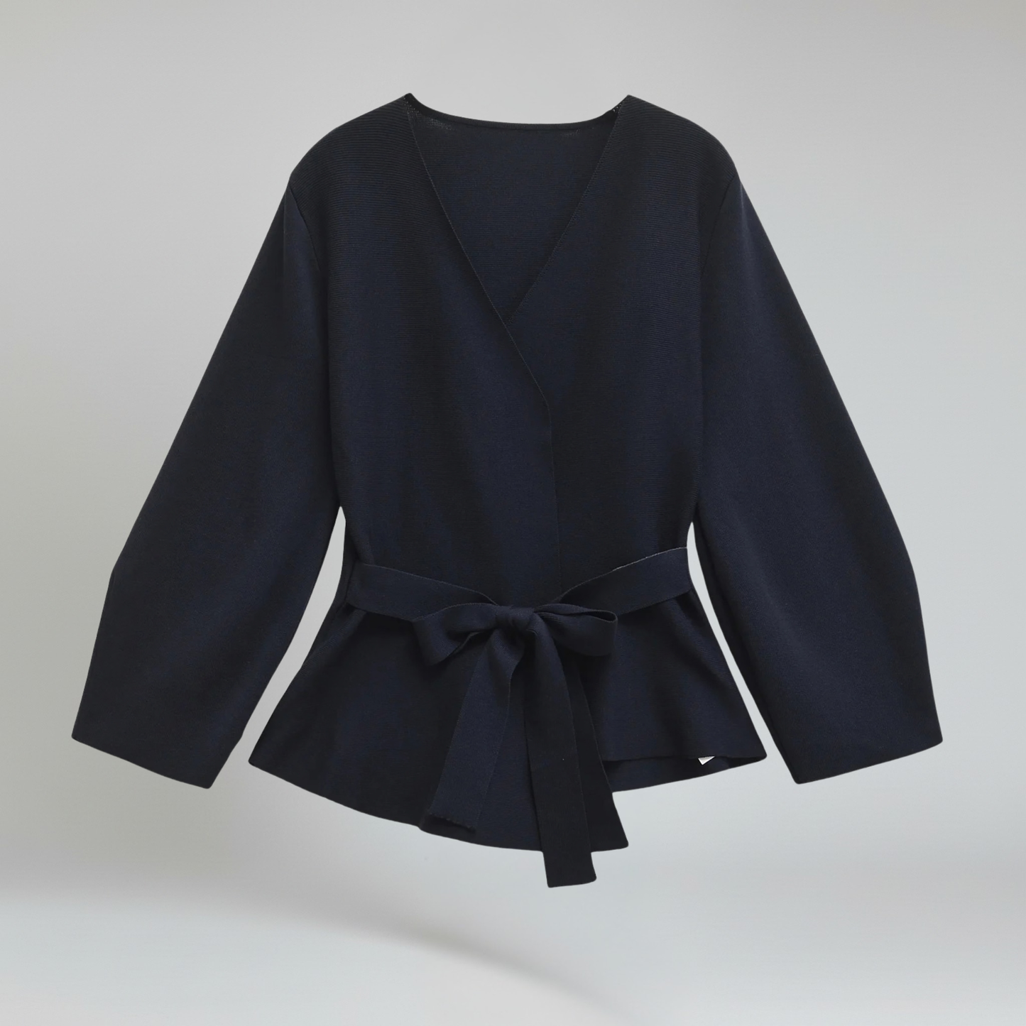 Blazer Mujer de Punto con Cinturón Almohadillas Cuello en V