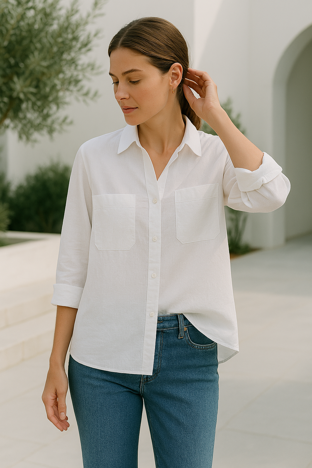 Blusa Mujer de Encaje Manga Larga Corte Oversize