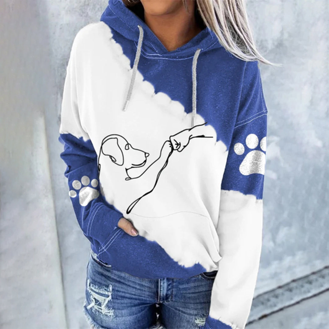 Sudadera mujer con capucha estampado perro estilo casual