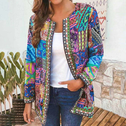 Blazer Mujer Estampado Artistico Acabado Ajuste Slim