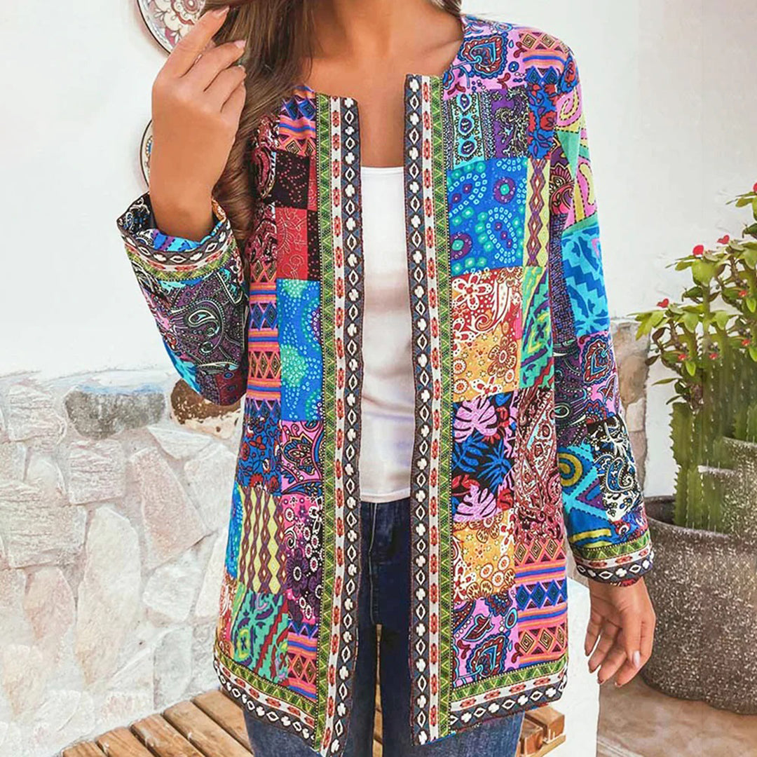 Blazer Mujer Estampado Artistico Acabado Ajuste Slim