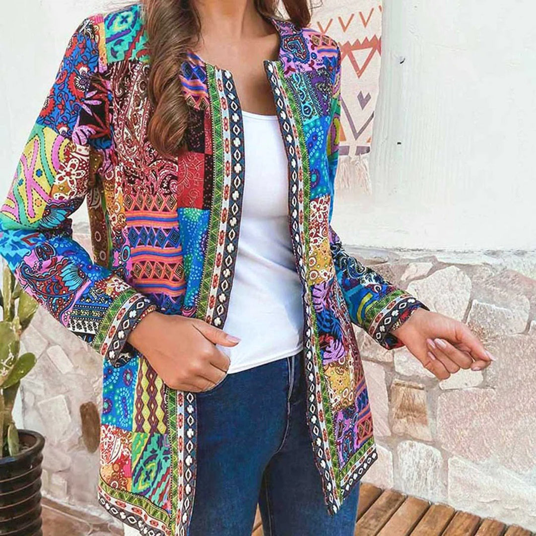 Blazer Mujer Estampado Artistico Acabado Ajuste Slim