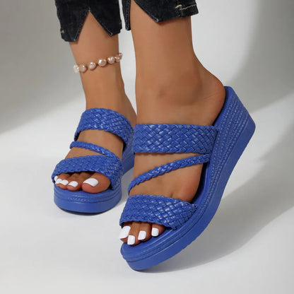 Sandalias Mujer con Cuña y Diseño Trenzado