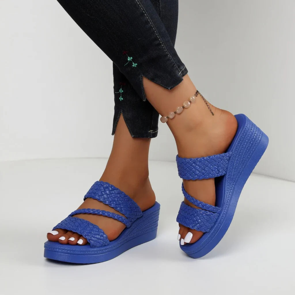 Sandalias Mujer con Cuña y Diseño Trenzado