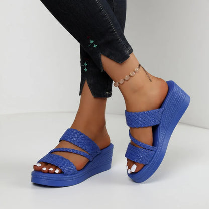 Sandalias Mujer con Cuña y Diseño Trenzado
