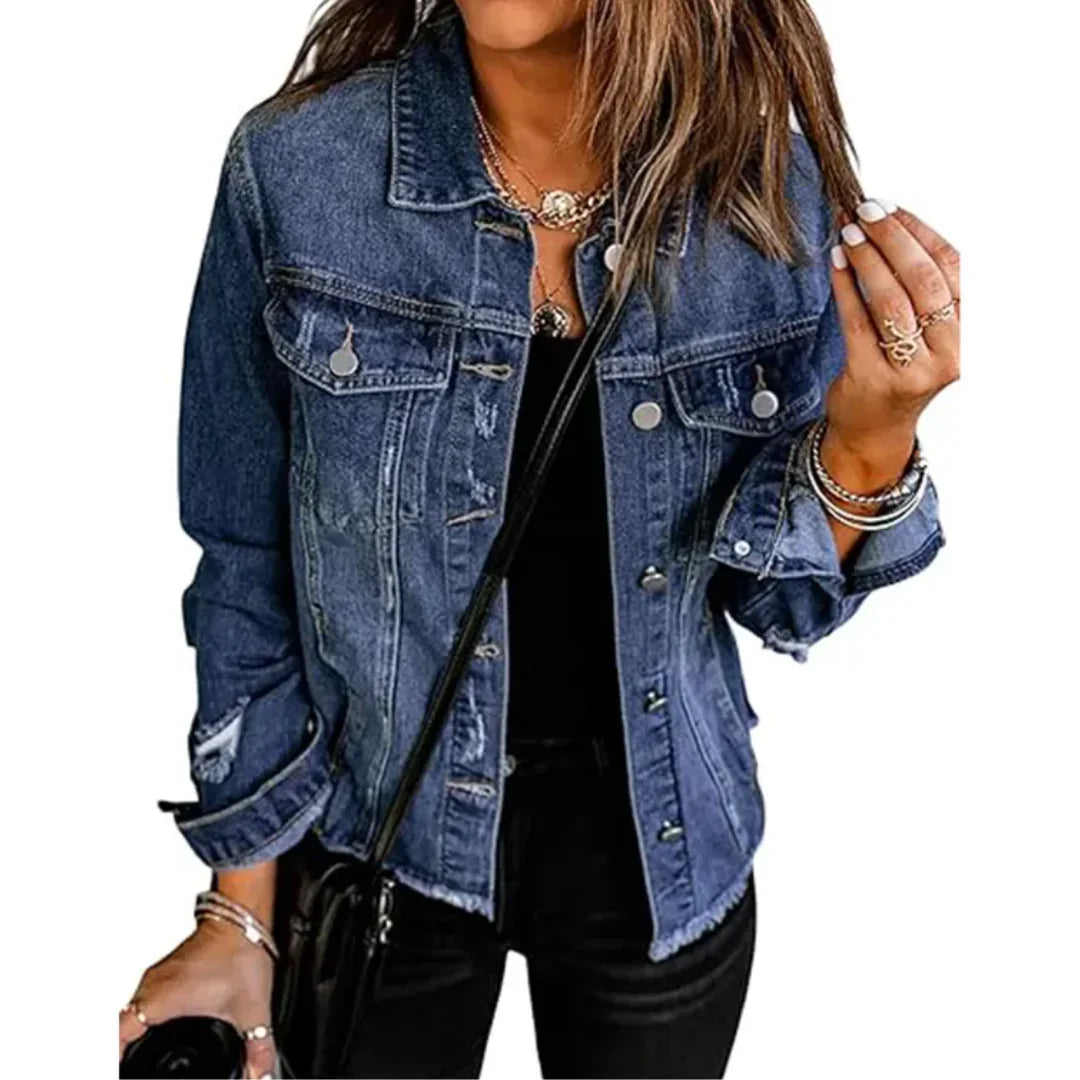 Chaqueta Vaquera Mujer Boyfriend Desgastada