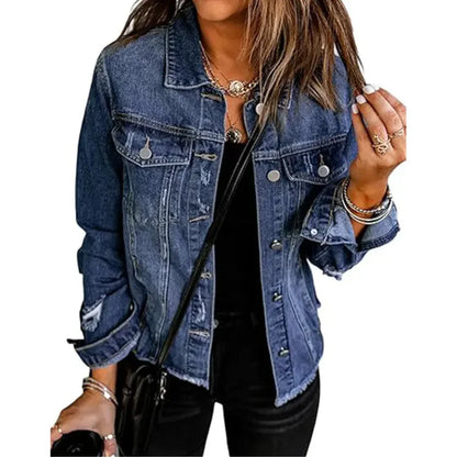 Chaqueta Vaquera Mujer Boyfriend Desgastada