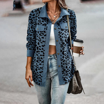 Blazer Mujer Estampado Animal Ajuste Entallado