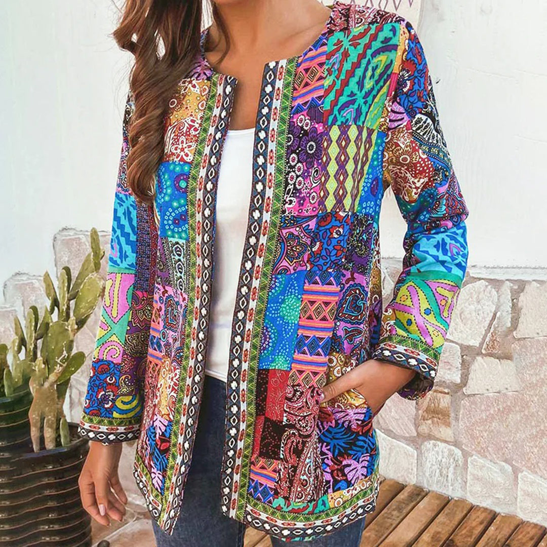 Blazer Mujer Estampado Artistico Acabado Ajuste Slim