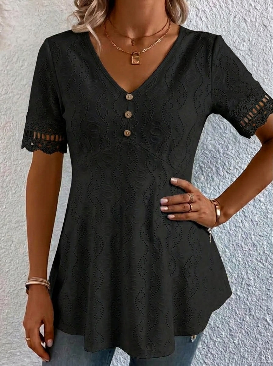 Blusa Mujer Calada Cuello en V