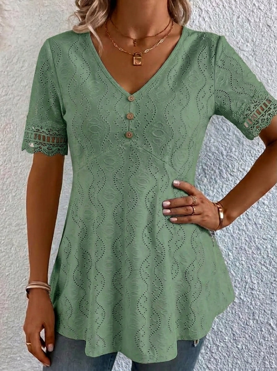 Blusa Mujer Calada Cuello en V