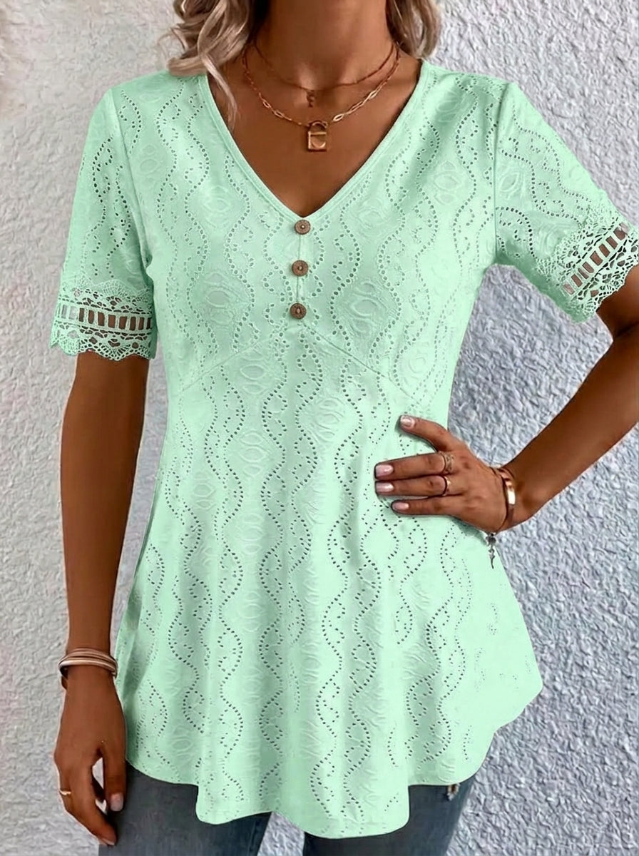 Blusa Mujer Calada Cuello en V